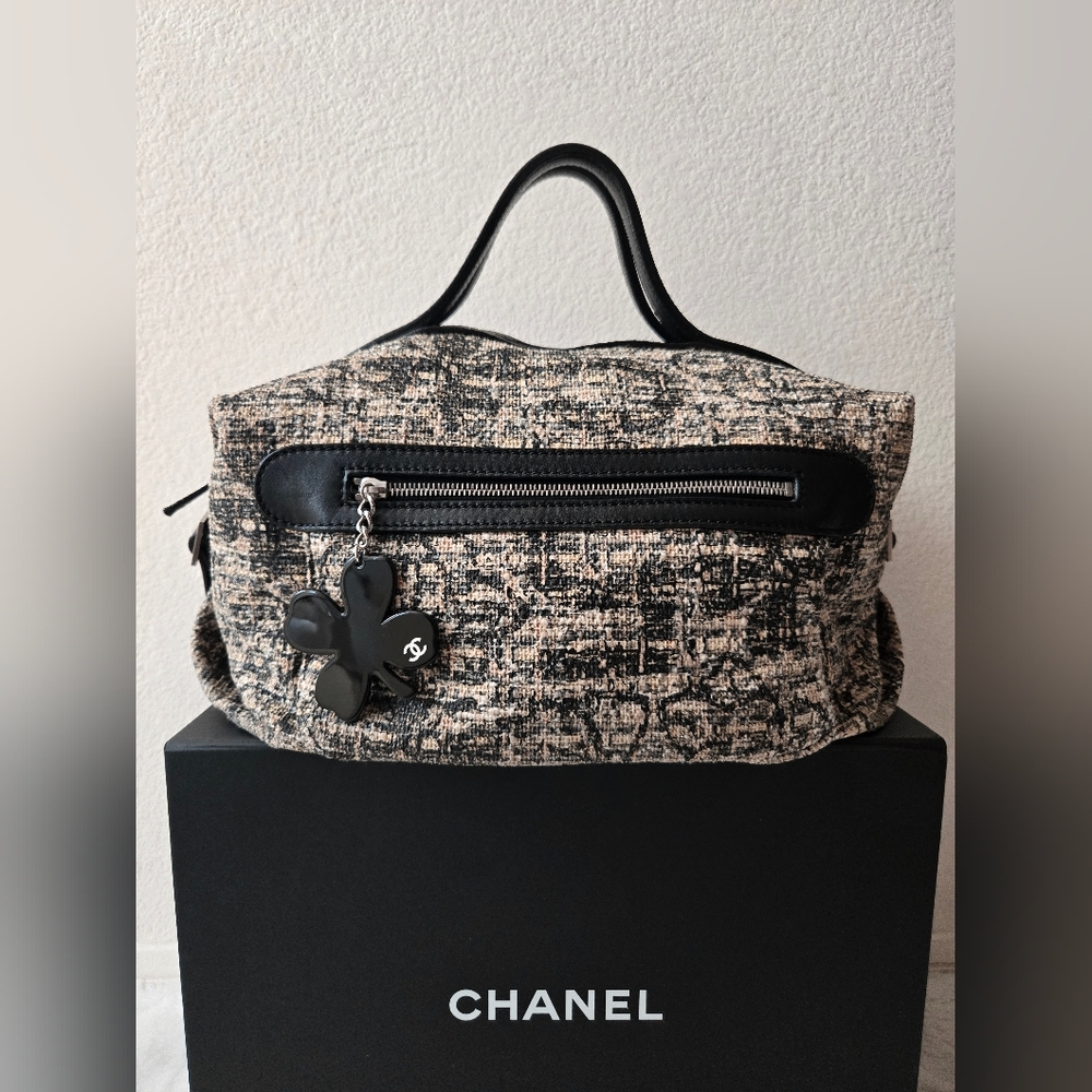 Chanel Tweed Clover Duffle Handbag With Clover Charm